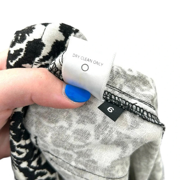 SW3 Bespoke Damask Print Linen Blend Wide Leg Pants Black White Size 6 - Picture 11 of 11